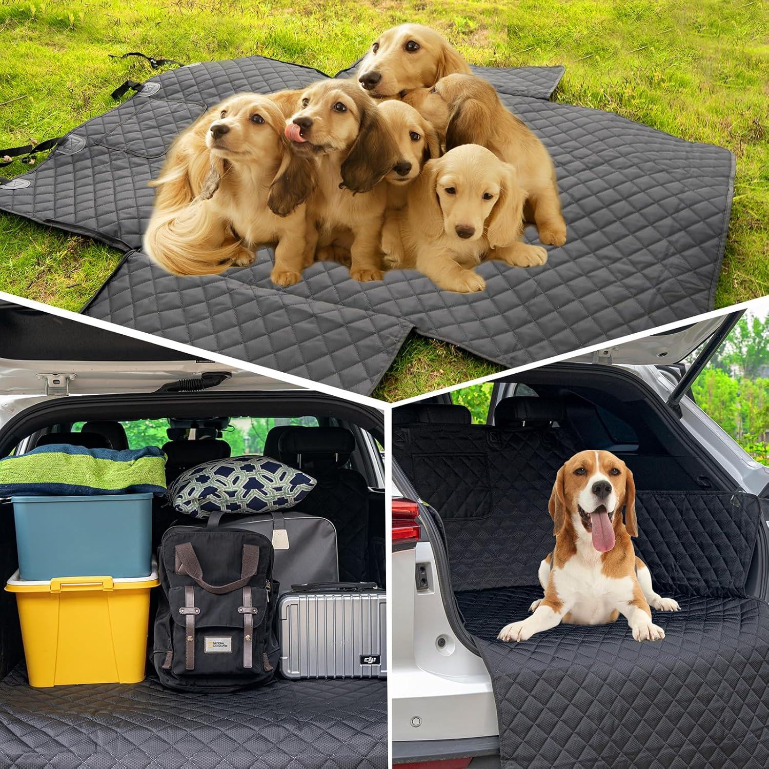 SUV Cargo Liner for Dog Car Seat Cover for Pets Waterproof Cargo Cover Dog Seat Mat for Suvs Sedans Vans with Bumper Flap Protector, Non-Slip, Black 70"X40" - Image 6