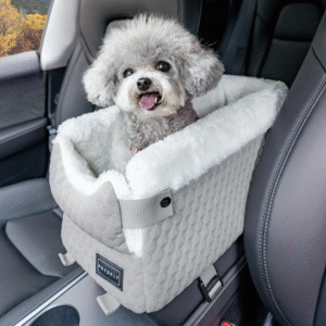 Dog Car Seats for Small Dogs with Safe Protection Hooks, Small Dog Car Seat with Upgraded Safety Tethers, Washable Cushion, Center Console Dog Car Seat for Pets under 8 Lbs (Light Grey)