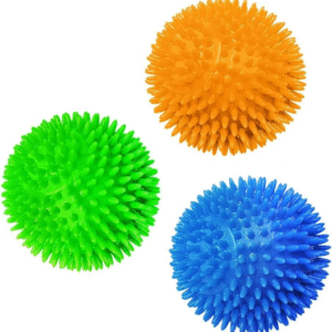 Cocoo 3-Pack Squeaky Dog & Ferret Ball Toys, 2.3", Massage Teeth and Gums, Spikey Cat Rubber Balls, Toss Fetch Squeeky Doggy Balls for Multi-Pet Homes