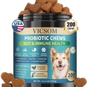 Dog Probiotics for Dogs, 200 Soft Probiotics Chews for Dogs Digestive Health Gut Health & Immune System, with 6 Probiotics & Digestive Enzymes, Support Itchy Skin, Constipation & Diarrhea Relief