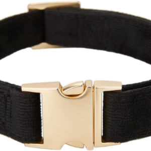 Soft Dog Collar with Metal Buckle Adjustable Durable Comfort Cotton Corduroy Collars for Medium Dogs Velvet Dog Collars, Black