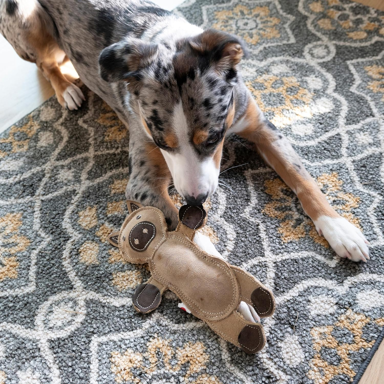 Dura-Fused Leather Barnyard Animals - Stuffed Dog Toy with Squeaker, Real Leather & Jute Fabric, for Light to Moderate Chewers, Great for Adult Dogs and Puppies - 11In, Assorted Styles, 1 Piece - Image 4