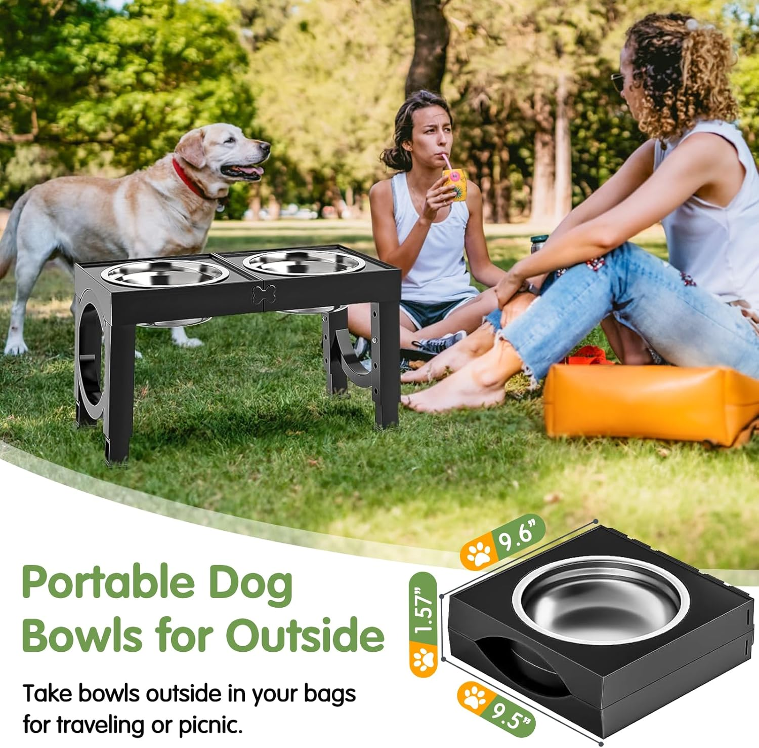 Elevated Dog Bowls Large Breed Raised Dogs Bowl Stand Large/Medium Sized Dog 1L Food Water Bowl Stands 5 Heights Adjustable 9/11/12/14In Black Pet Feeder Dish Station - Image 6