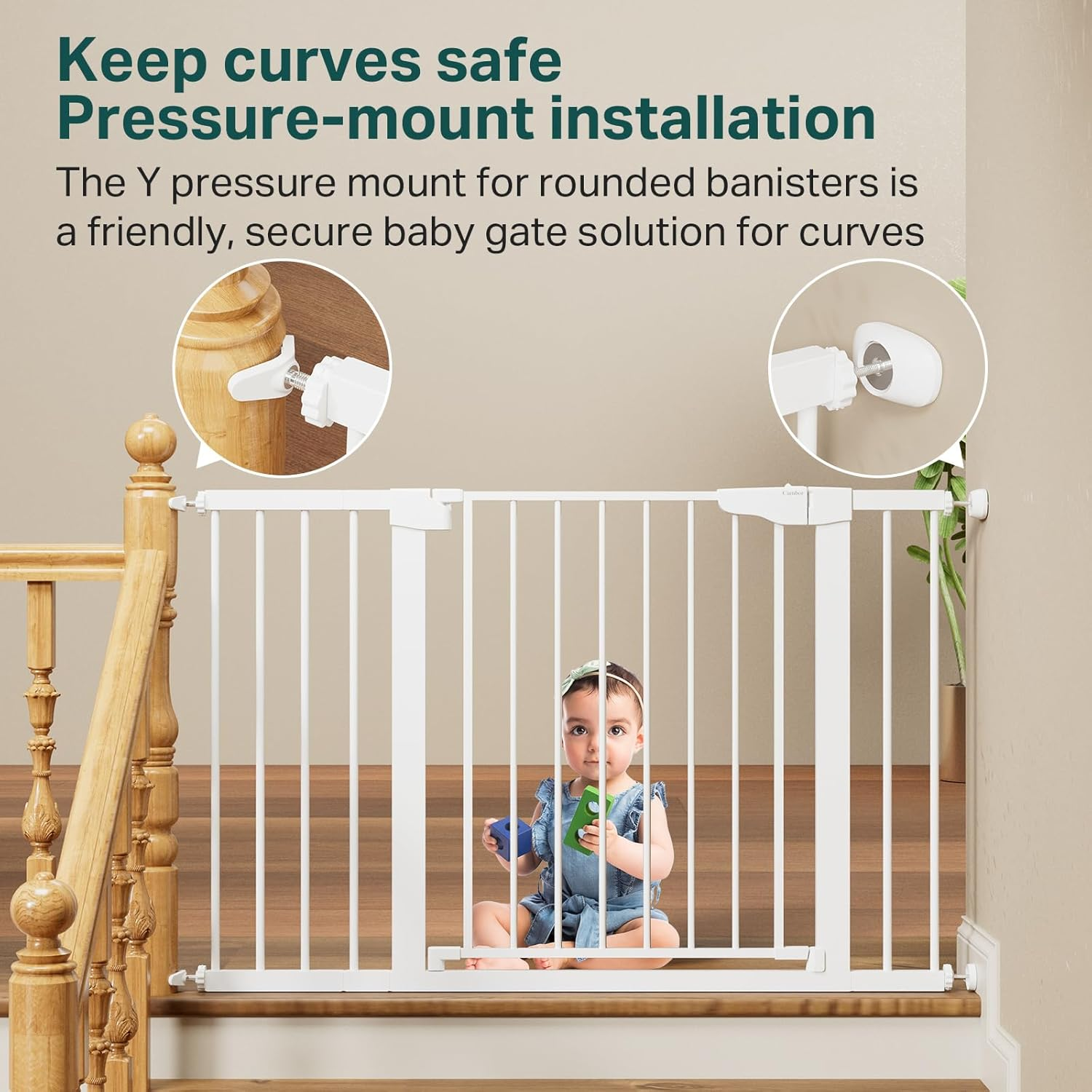 29.7-48" Baby Gate for Stairs, Mom'S Choice Awards Winner-Dog Gates for Doorways, Auto Close Safety Pet Gate for Dogs Indoor, Easy Install Pressure Mounted Child Gate with Walk Thru Door, White - Image 5