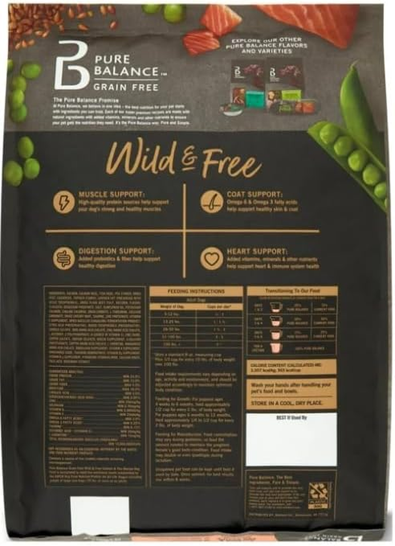 Pure~Balance Wild & Free Salmon & Pea Recipe Dry Dog Food, Grain~Free, Natural Nutrition for All Dog Life Stages, No Fillers or Artificial Preservatives, Supports Healthy Coat & More ~ (11 Lbs). - Image 8