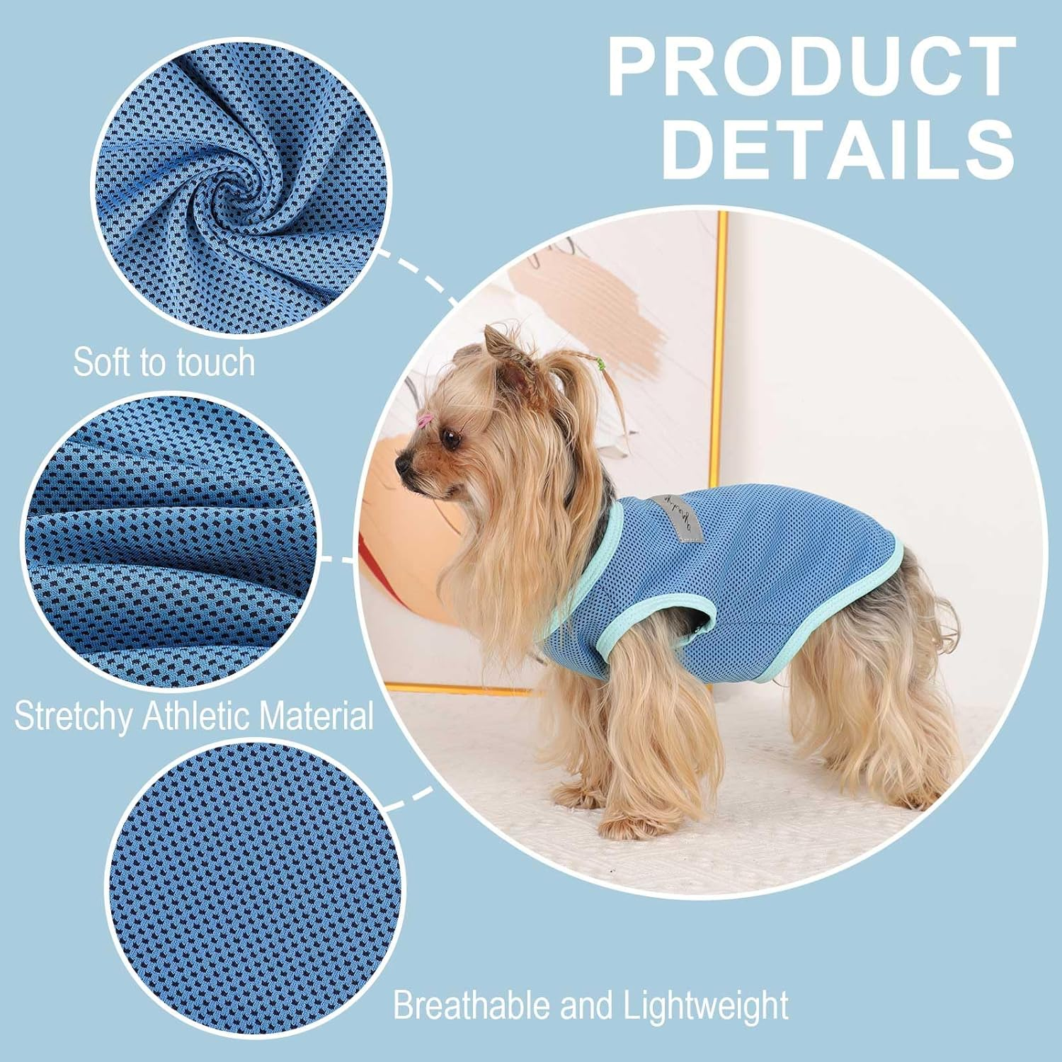 2 Pack Dog Shirts for Small Dogs Girl Boy Sun Protection Quick Dry Vest Summer Dog Clothes Soft Breathable Lightweight Tank Top Cooling Tee Tshirts Cats Sleeveless Outfit - Image 4