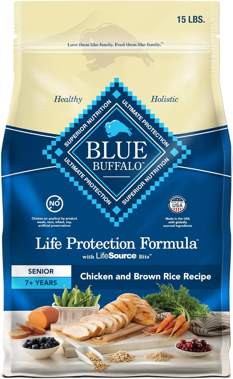 Life Protection Formula Senior Dry Dog Food, Supports Joint Health and Mobility, Made with Natural Ingredients, Chicken & Brown Rice Recipe, 15-Lb. Bag