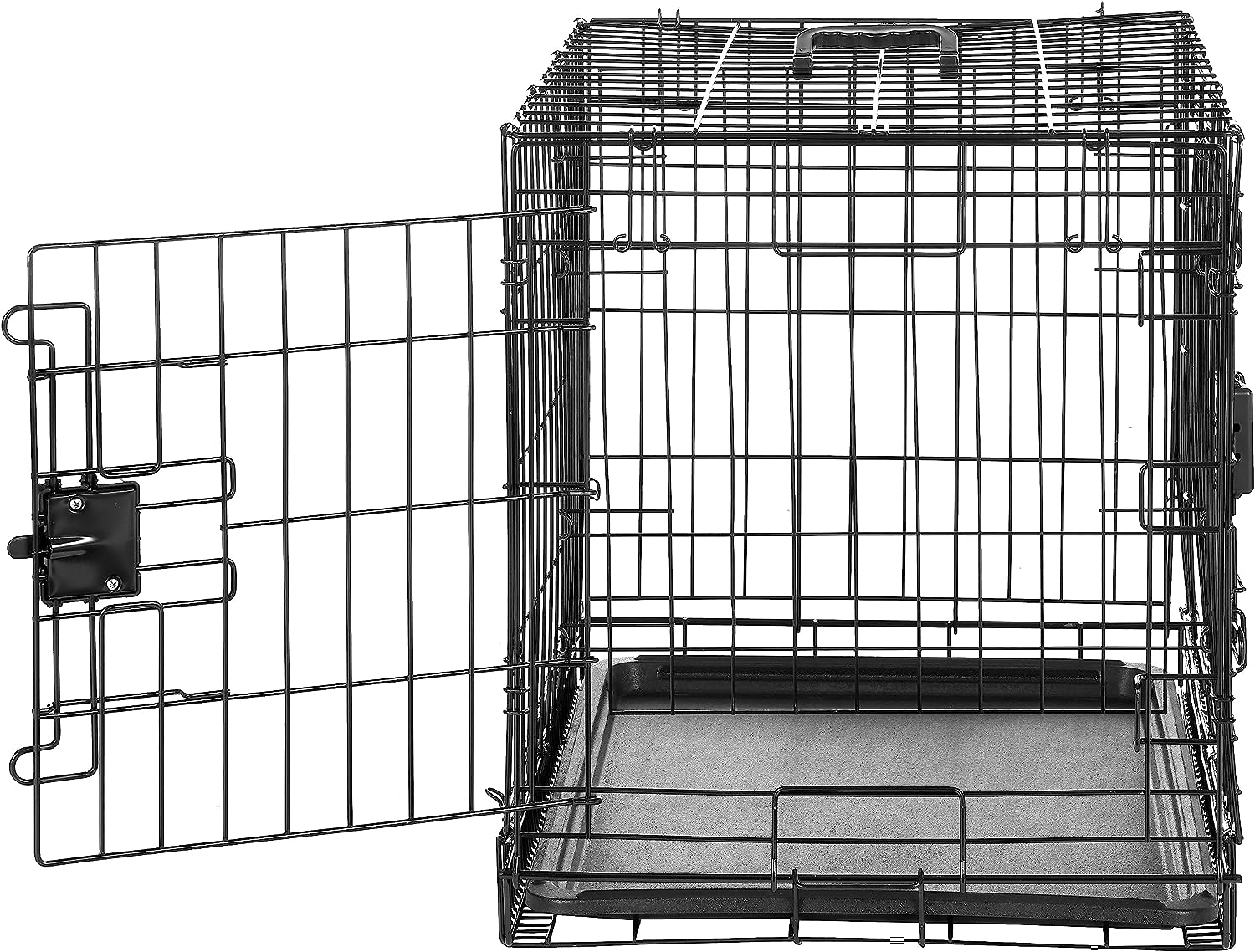 Durable,Foldable Metal Wire Dog Crate with Tray, Double Door, Divider, 24 X 18 X 20 In, Black - Image 3