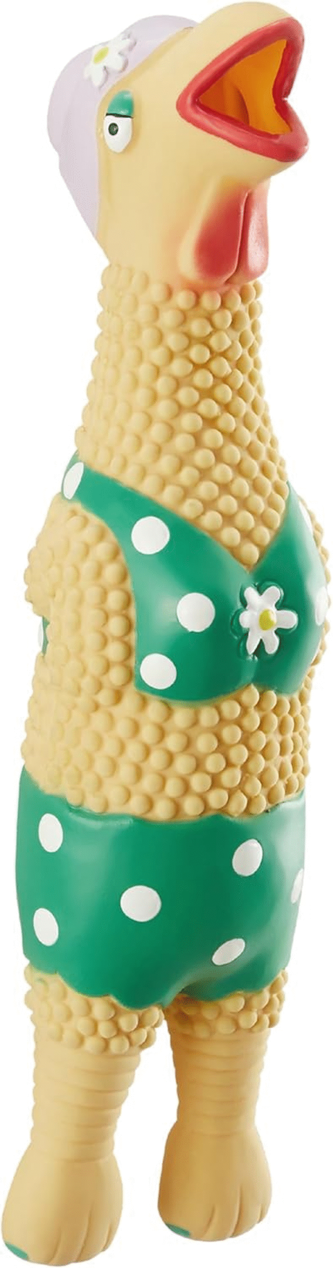 by Charming Pet Squawkers Grandma Hippie Chick Latex Squeaky Rubber Chicken Dog Toy, Funny Interactive Holiday Toy for Dogs, Large Size