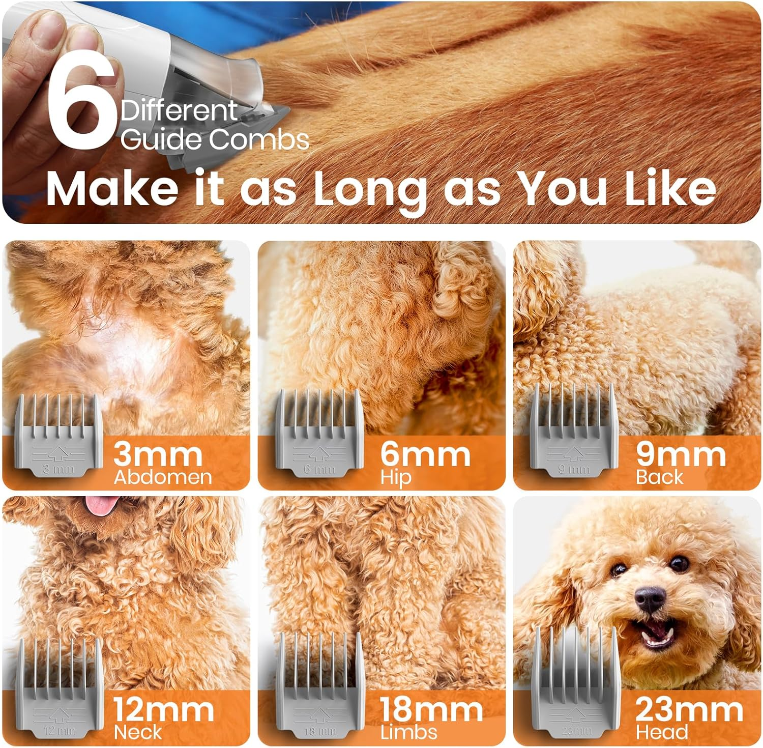 Dog Grooming Vacuum, Pet Grooming Vacuum with Clipper Nail Grinder, 1.5L Dust Cup Dog Deshedding Vacuum Brush with 7 Pet Grooming Tools for Shedding Pet Hair, Home Cleaning(Blue) - Image 6