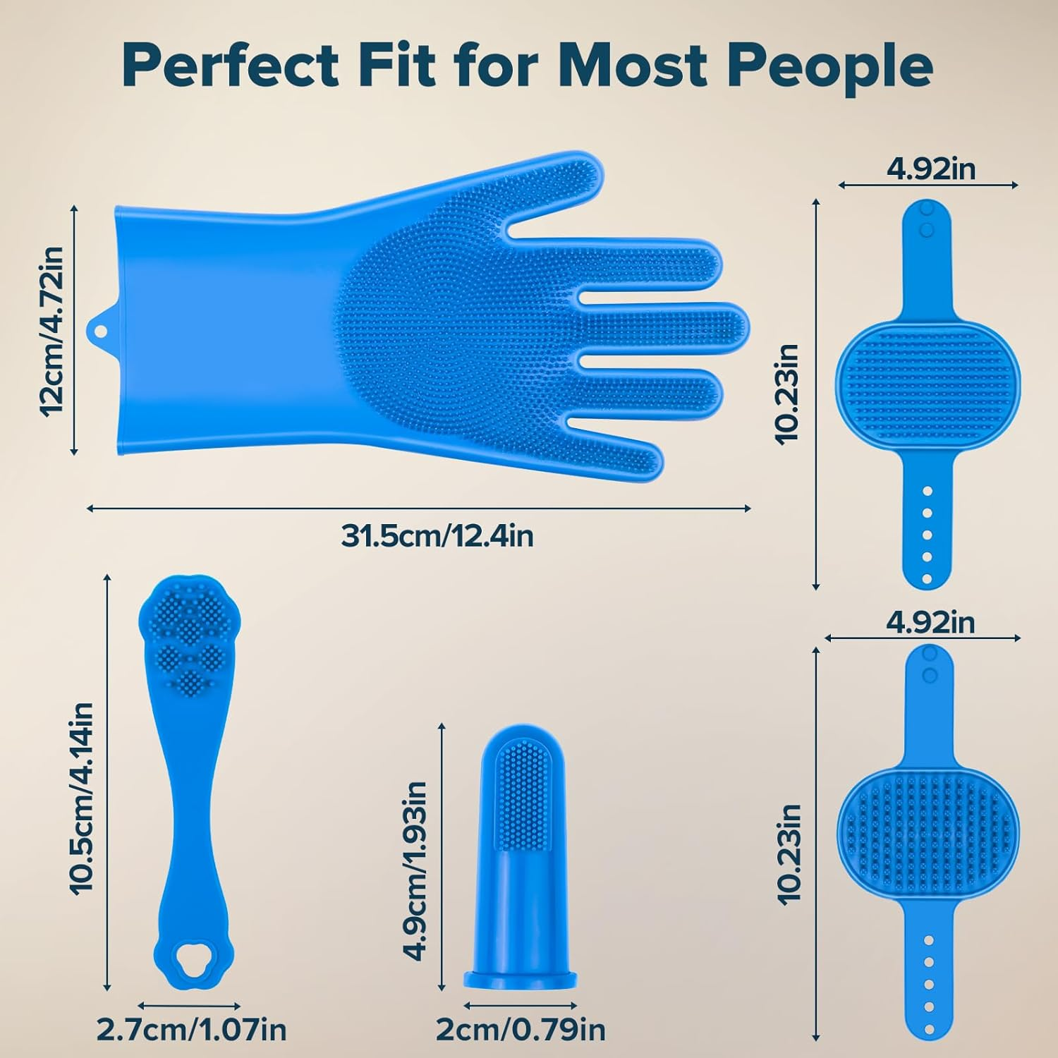 6PCS Pet Grooming Kit for Dogs,Cats and Horses | Dog Washing Gloves | Dog Bath Brush | Dog Bath Gloves | Dog Shampoo Brush | Pet Grooming Gloves | Dog Bath Supplies (Navy Blue) - Image 7