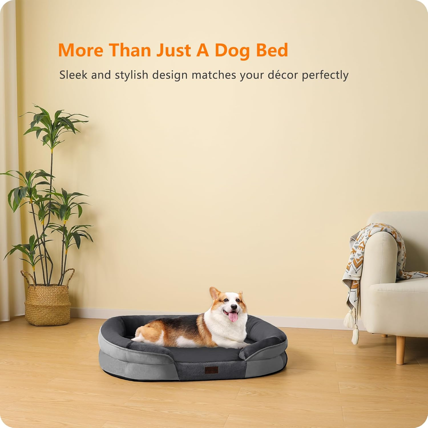 Orthopedic Dog Bed for Medium Dogs with Gel Memory Foam, Waterproof Dog Sofa, Washable Pet Bed with Four Sided Bolster Cushion, Removable Cover & Non-Slip Bottom, 35", Dark Gray - Image 9