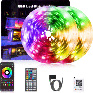 Led Lights for Bedroom, 200FT (2 Rolls of 100FT) RGB Led Strip Lights Sync with Music, Smart App Controlled Strip Lights for Bedroom with Remote, Ideal Lights for Room Party and Home Decor