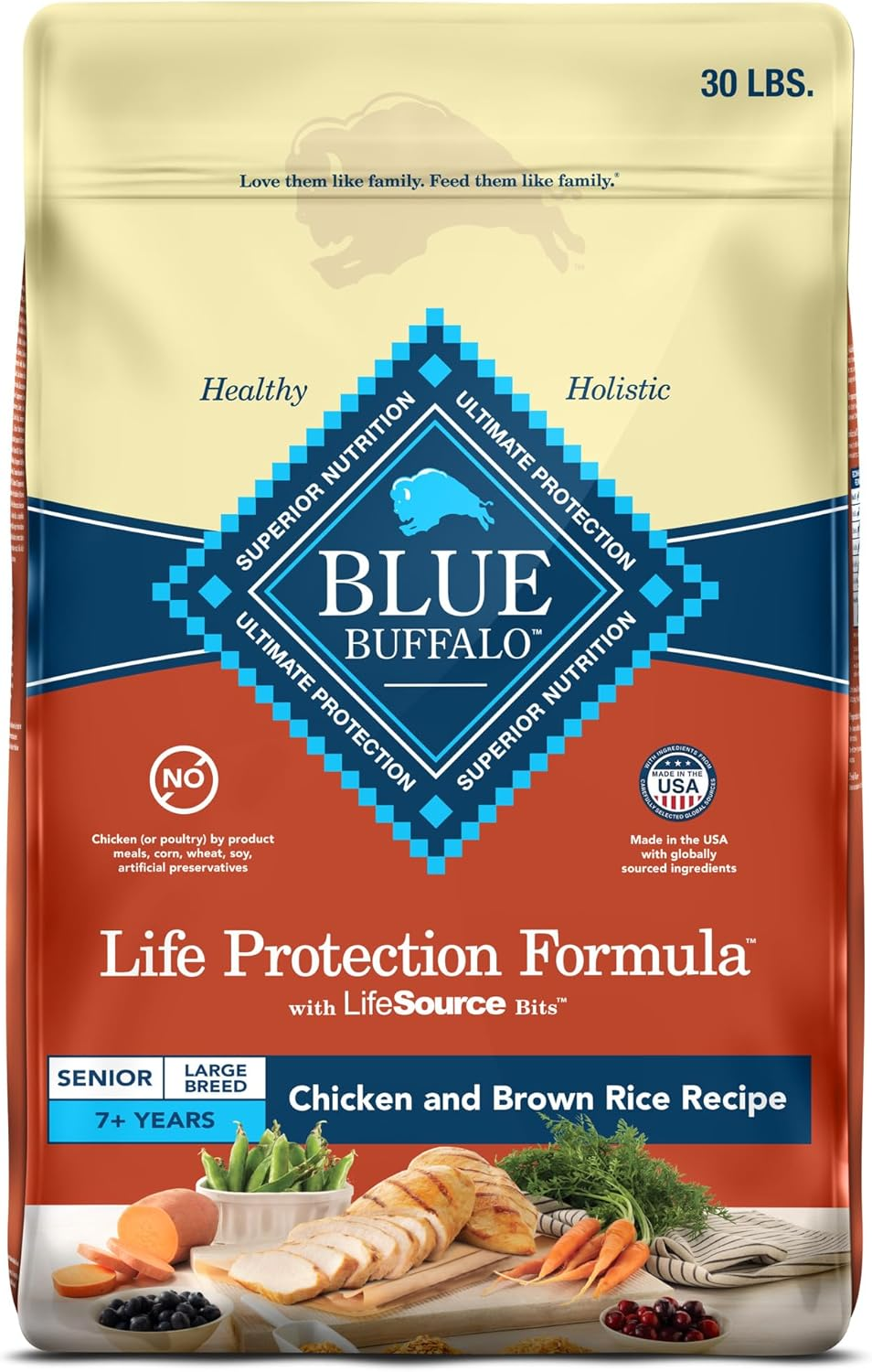 Life Protection Formula Large Breed Senior Dry Dog Food, Promotes Joint Health and Immunity, Made with Natural Ingredients, Chicken & Brown Rice Recipe, 30-Lb. Bag