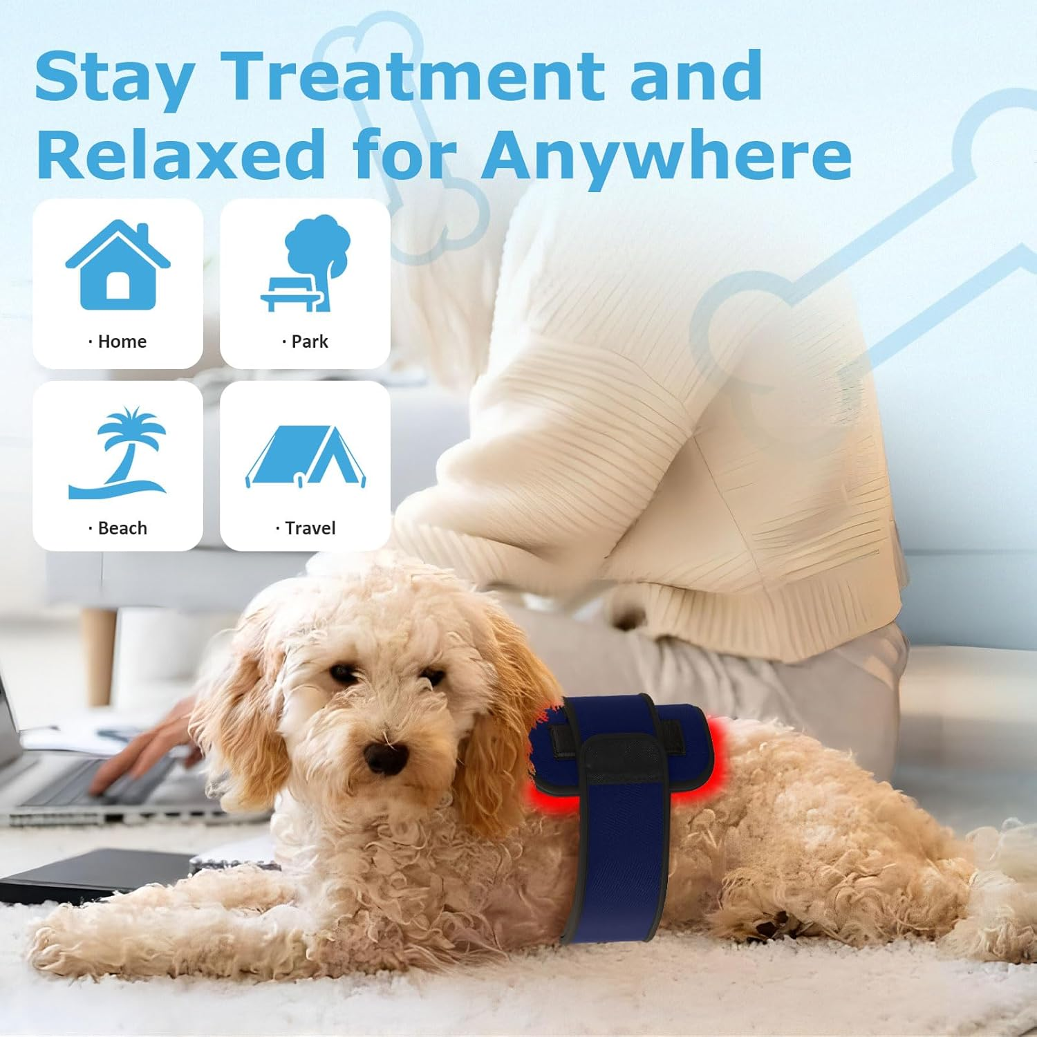 Red Infrared Light Therapy Belt for Pets Pain Relief, Portable Wearable Cold Laser Therapy Device for Dogs Tissue Repair, Joint & Back Pain - Image 4