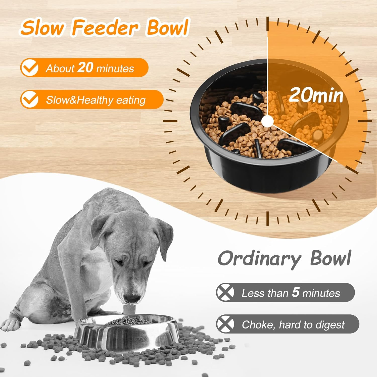 Slow Feeder Dog Bowl, Anti-Choking Puzzle Bowl, Bloat Stop Maze Dishes, Black - Image 3