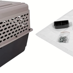 Vari Dog Kennel - Portable Dog Carriers & Crates for Large Dogs, Airline-Friendly, Durable Plastic, Pet Carrier for Home and Travel, 36 Inches, Taupe and Black, with Travel Kit