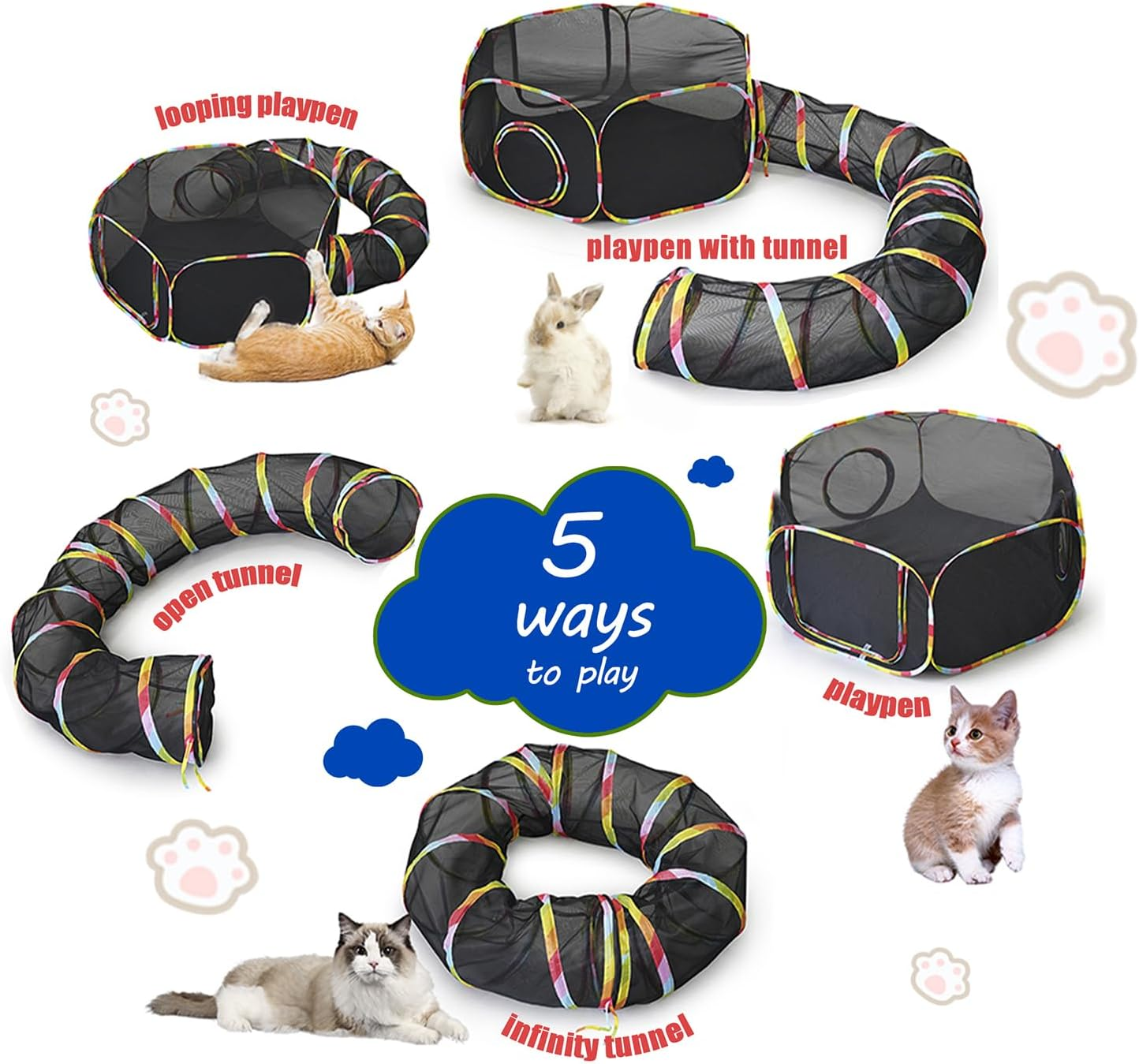 Outdoor Cat Enclosure, Portable Cat Tents for Outside, Cage Free outside Cat Playpen Pet Enclosure, Cat Tunnel Outdoor Playground for Indoor Cats & Small Animals - Image 3