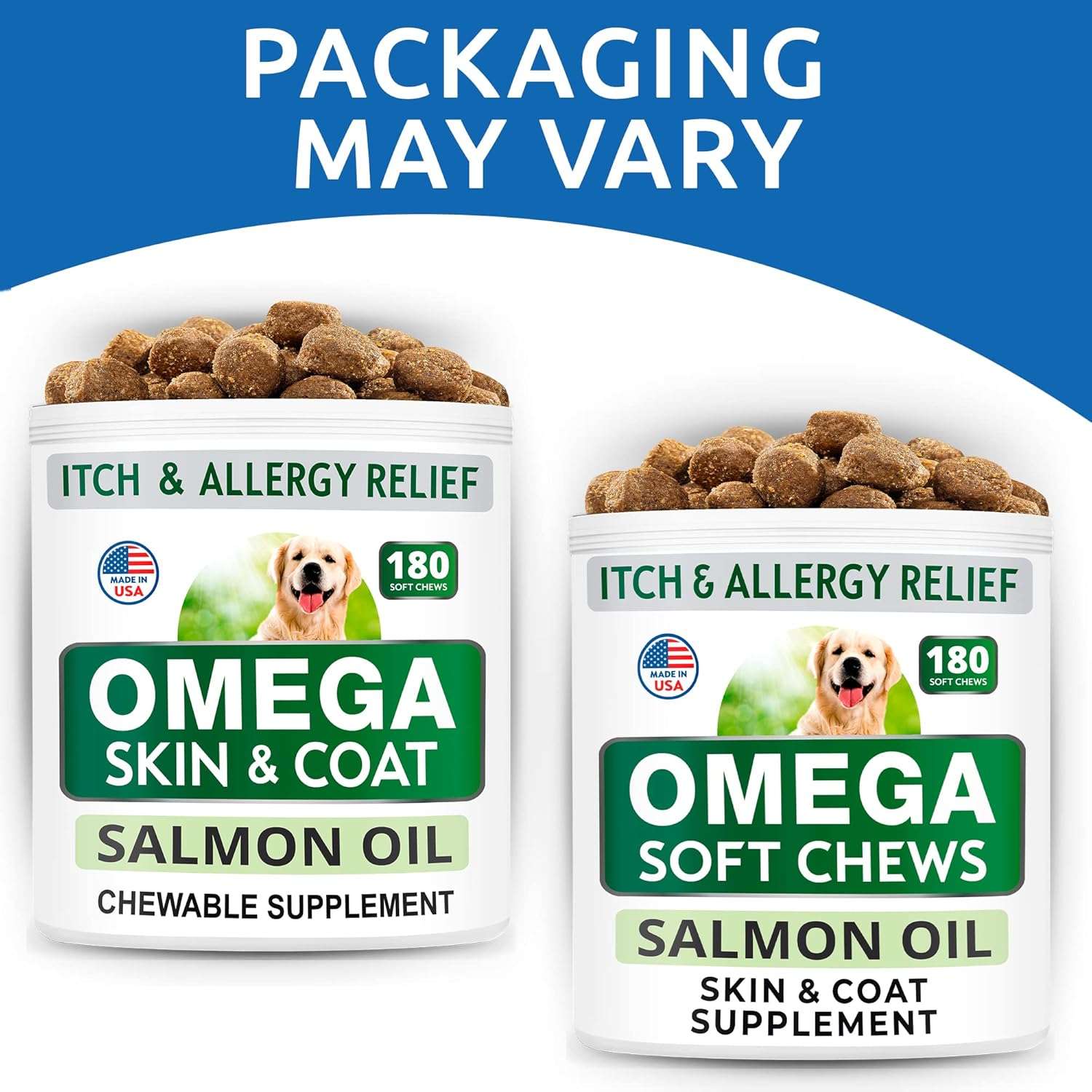 Omega 3 for Dogs - 180 Fish Oil Treats for Dog Shedding, Skin Allergy Chews, Itch Relief, Hot Spots Treatment - Joint Health - Skin and Coat Supplement - EPA & DHA Fatty Acids - Salmon Oil - Image 9