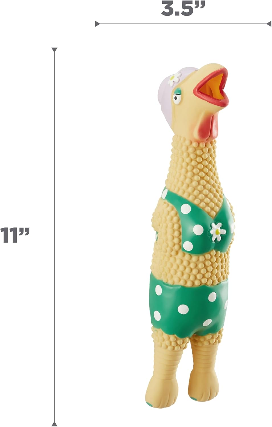 by Charming Pet Squawkers Grandma Hippie Chick Latex Squeaky Rubber Chicken Dog Toy, Funny Interactive Holiday Toy for Dogs, Large Size - Image 6