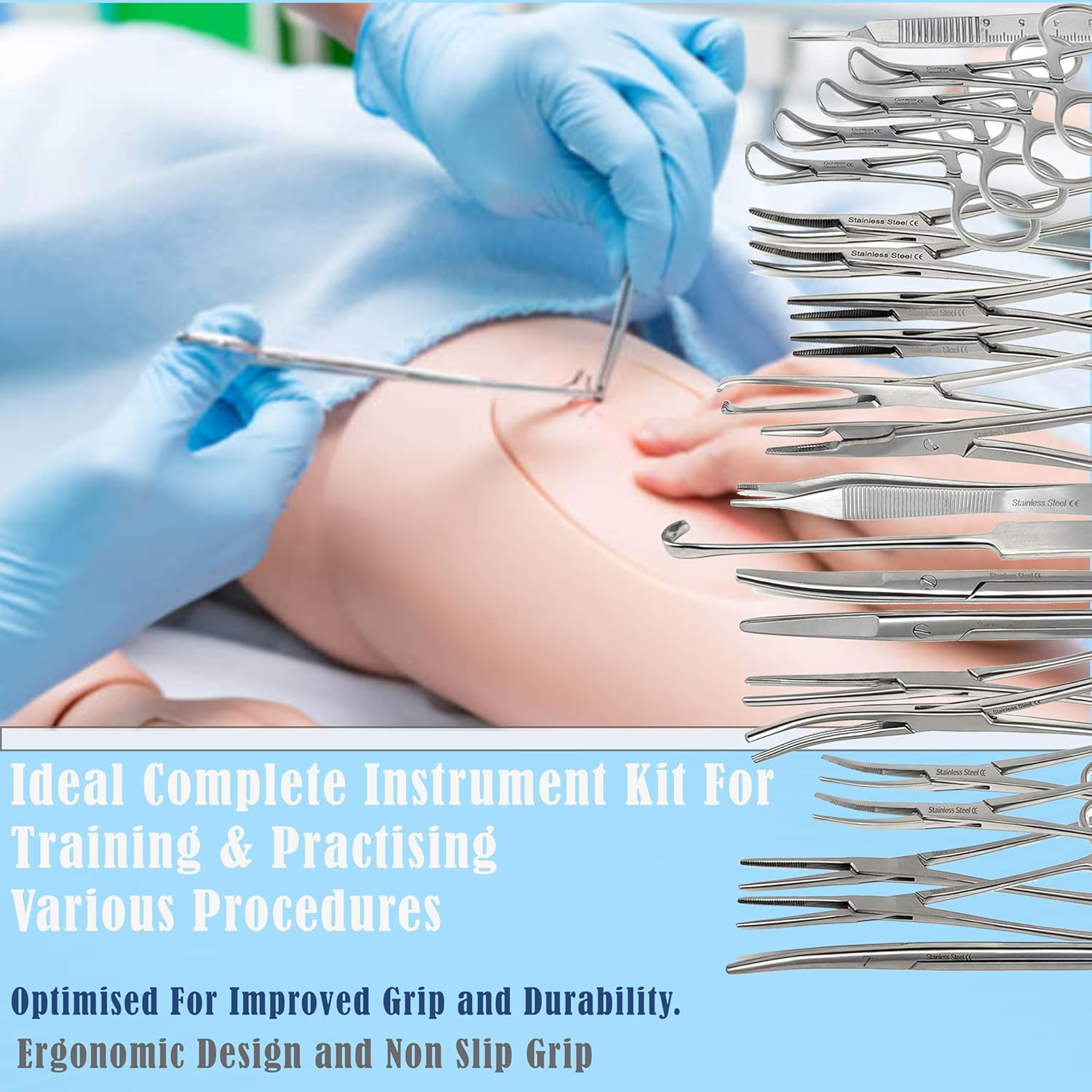 Premium 72 Pcs Feline + Canine Spay Pack Stainless Steel Veterinary Set - Scissors Forceps Hemostats Needle Holder Backhaus Clamps + Extra Blades - All in 1 Complete Kit - Image 3