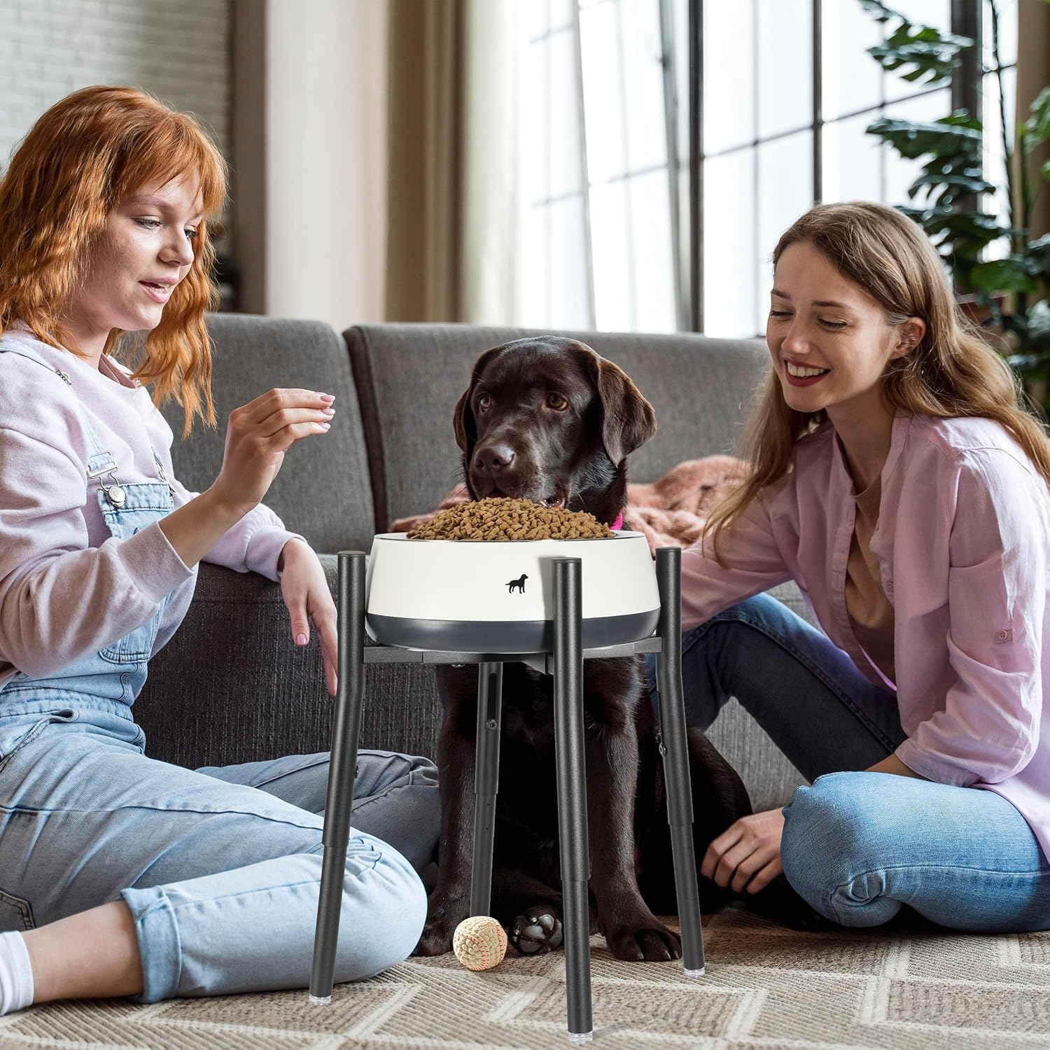 Raised Single Dog Bowl Stand, Adjustable 12-16" Tall, Elevated Dogs Food Bowl Stand for 8-12" Wide Bowls, Dog Bowl Holder for Medium Large - Metal Pets Dish Holder Only - Black - Image 7