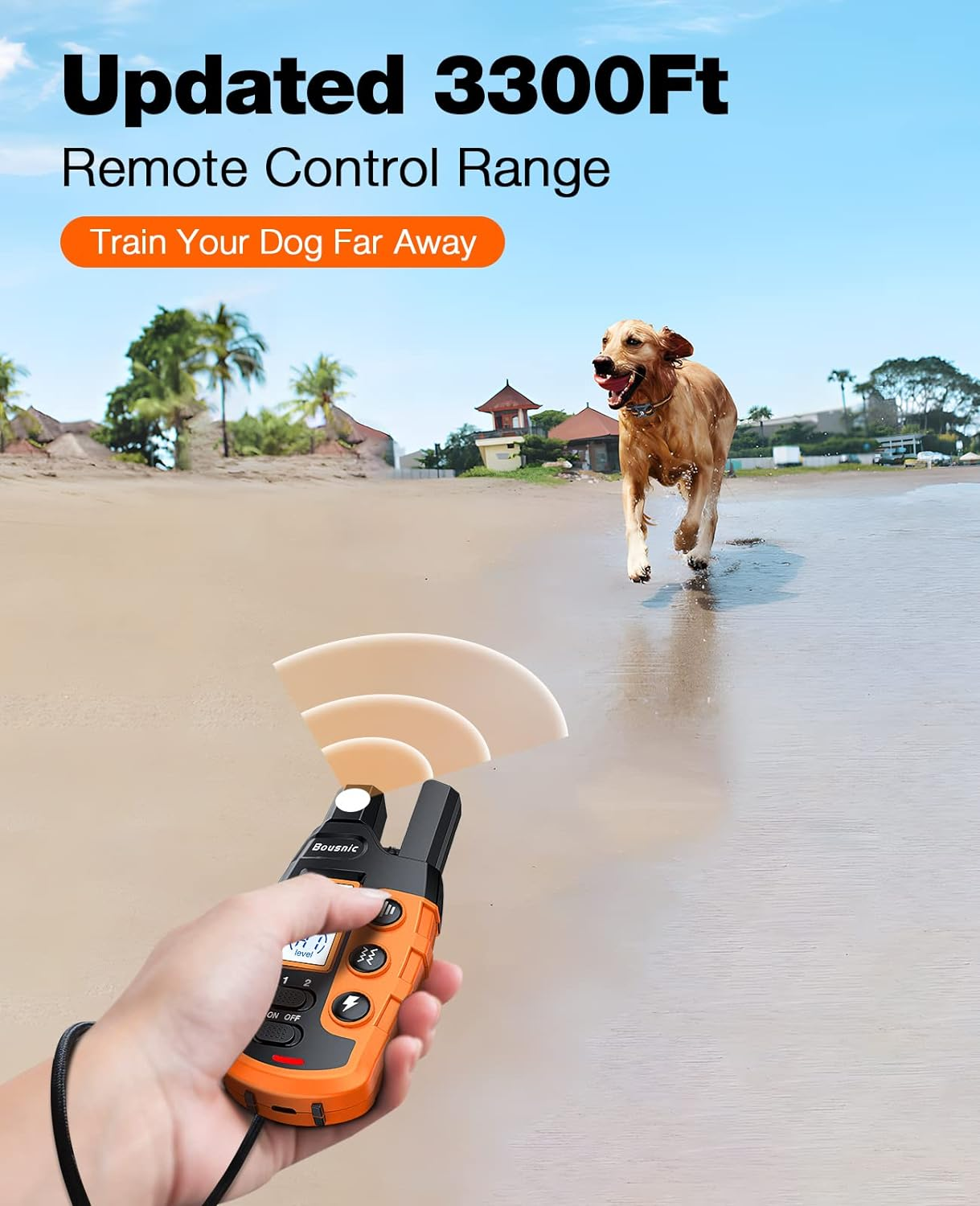 Dog Shock Collar - 3300Ft Dog Training Collar with Remote for 5-120Lbs Small Medium Large Dogs Rechargeable Waterproof E Collar with Beep (1-8), Vibration(1-16), Safe Shock(1-99) (Orange) - Image 3
