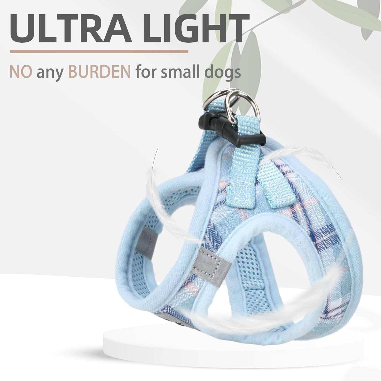 Adjustable Dog Harness Collar and Leash Set Step in No Pull Pet Harness for Small Medium Dogs Puppy and Cats Outdoor Walking Running, Soft Mesh Padded Reflective Vest Harnesses, Blue M - Image 6