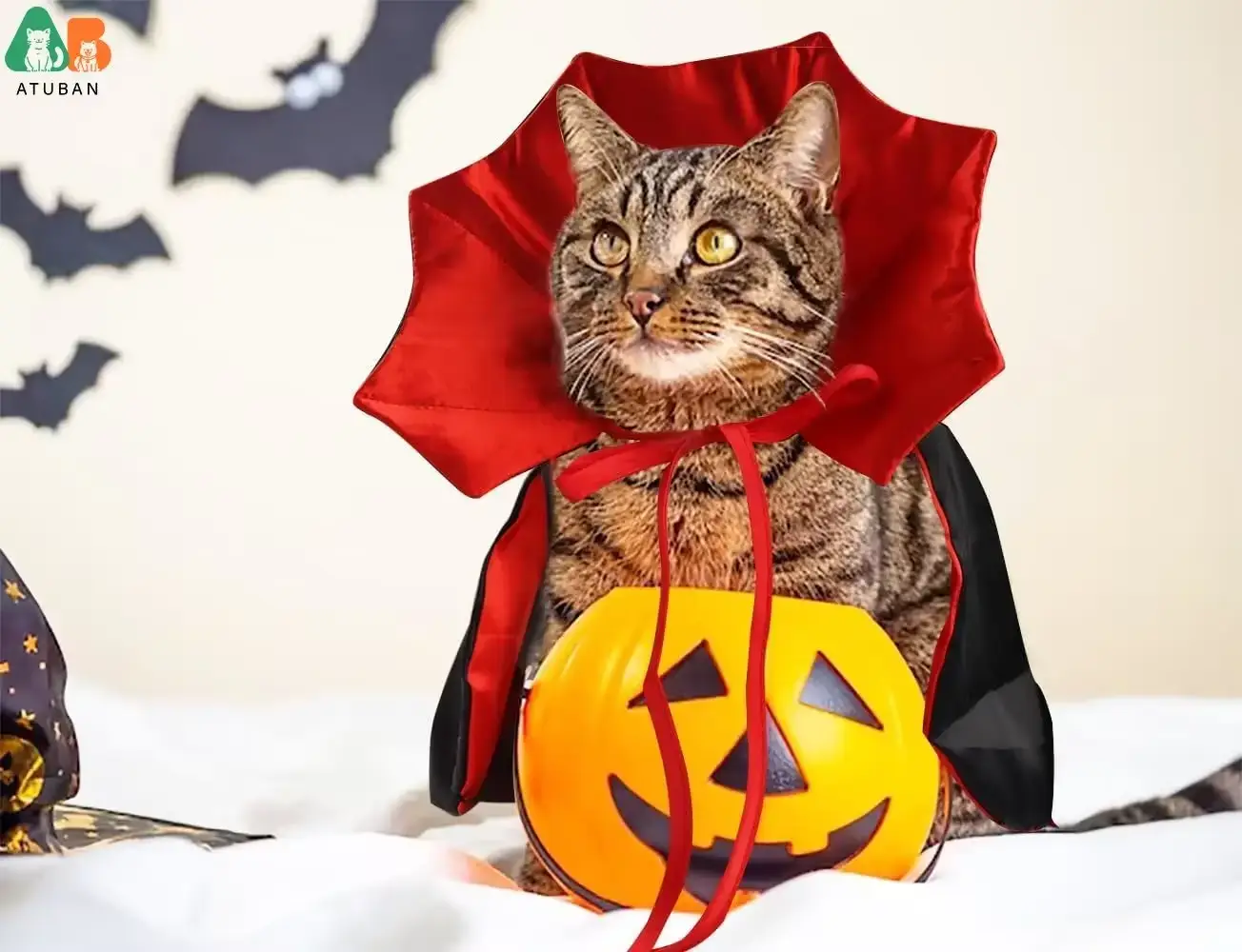 Halloween Cat Vampire Cloak Costume Halloween Adjustable Pet Cape Costume Clothes,Pet Accessories Costume Outfit Decor Cowl - Image 4