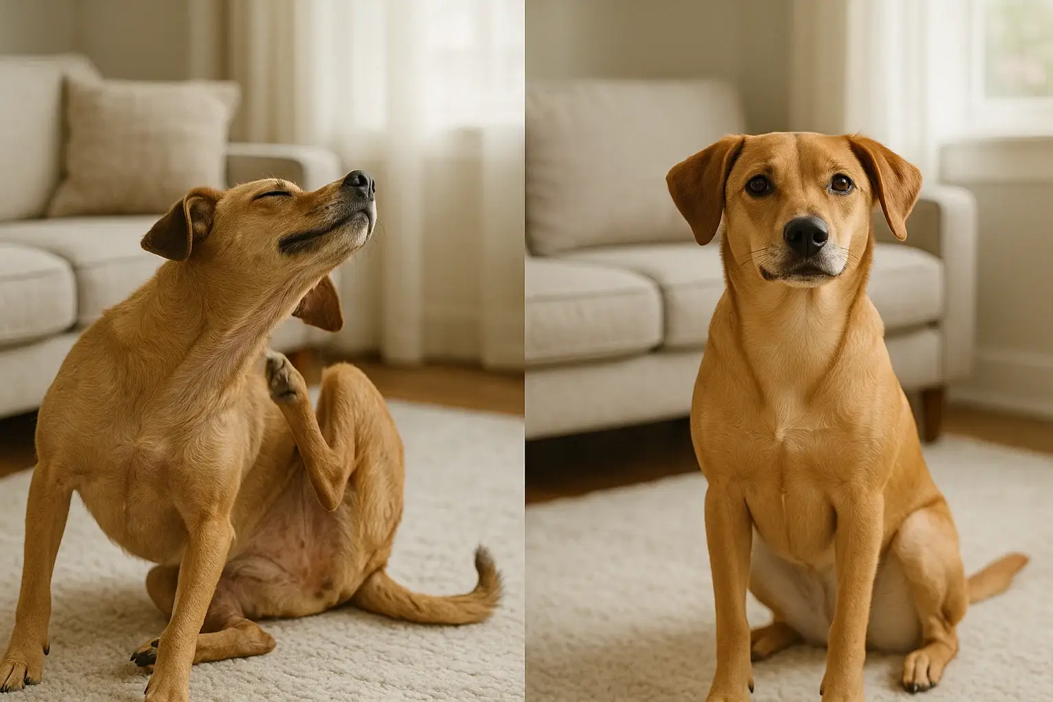 Dog shampoo bottle with oatmeal and aloe ingredients