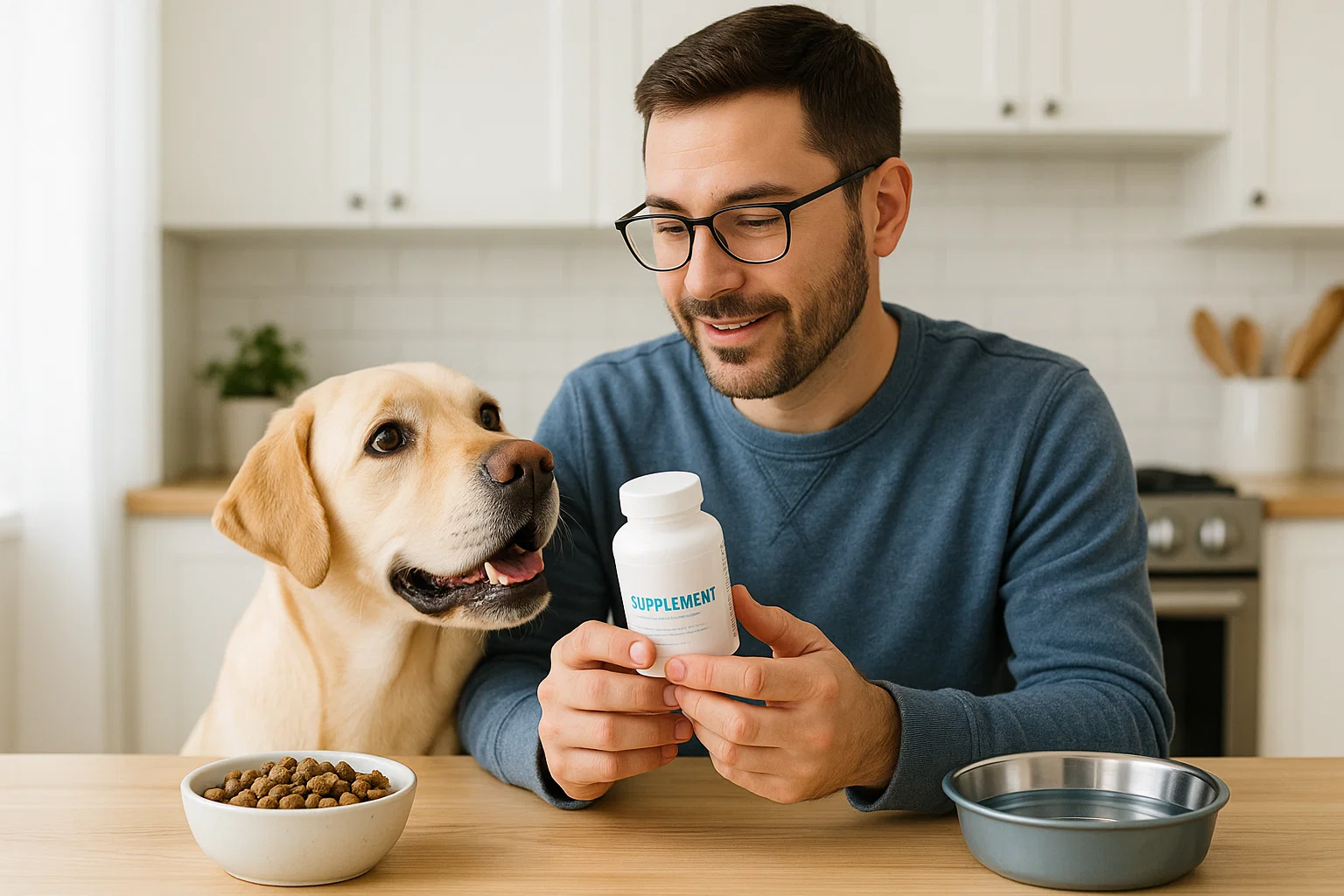 Owner choosing pet supplement