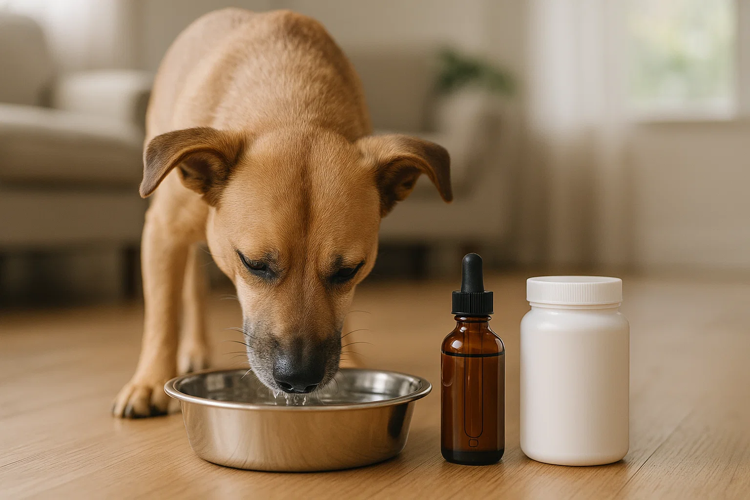Owner checking dog’s leg wound gently