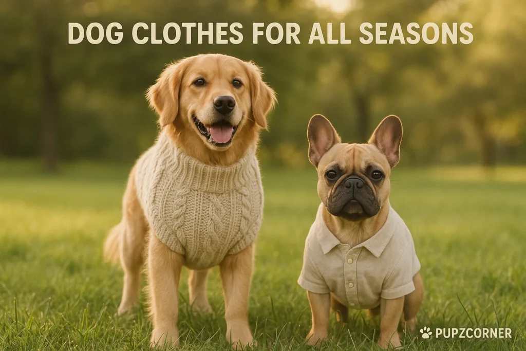 Stylish dogs wearing seasonal clothes