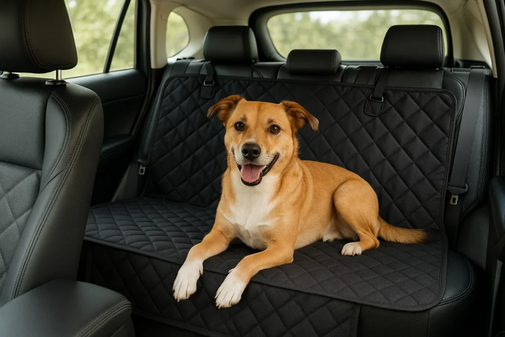 Dog seat cover installed in SUV