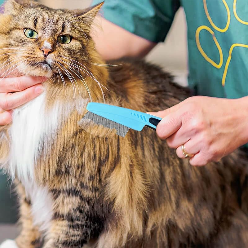 Flea Comb with Rubber Handle, Flea and Tick Combs for Dogs & Cats, Dog Comb for Grooming - Image 6