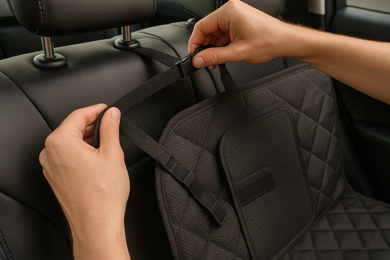 Installing a secure dog seat cover