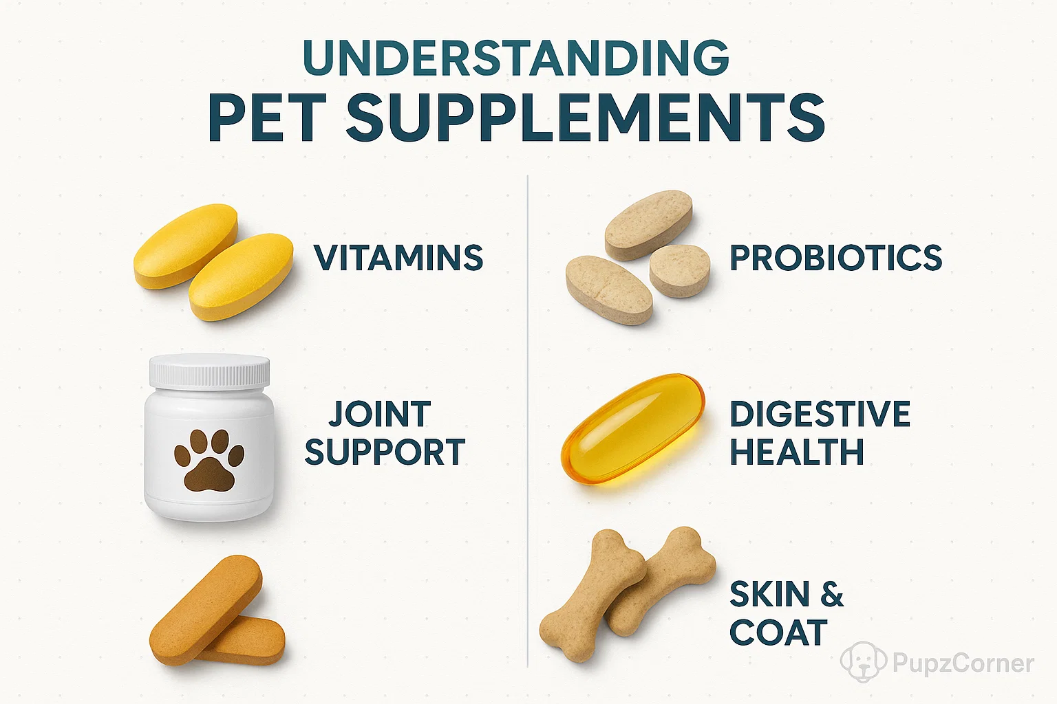 Pet supplement types infographic