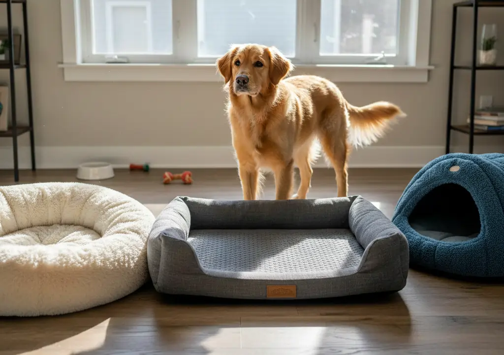 dog-choosing-between-multiple-beds