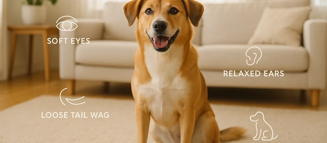 Relaxed dog showing calm body signals