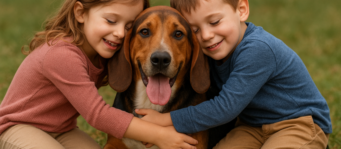 basset-hound-pitbull-showing-loyal-and-playful-personality-with-family