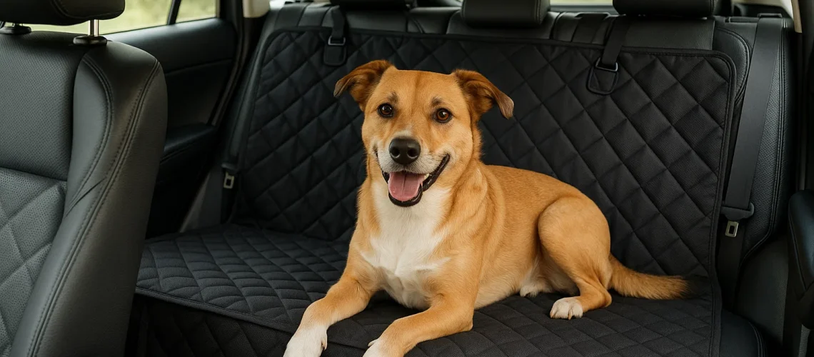Dog seat cover installed in SUV